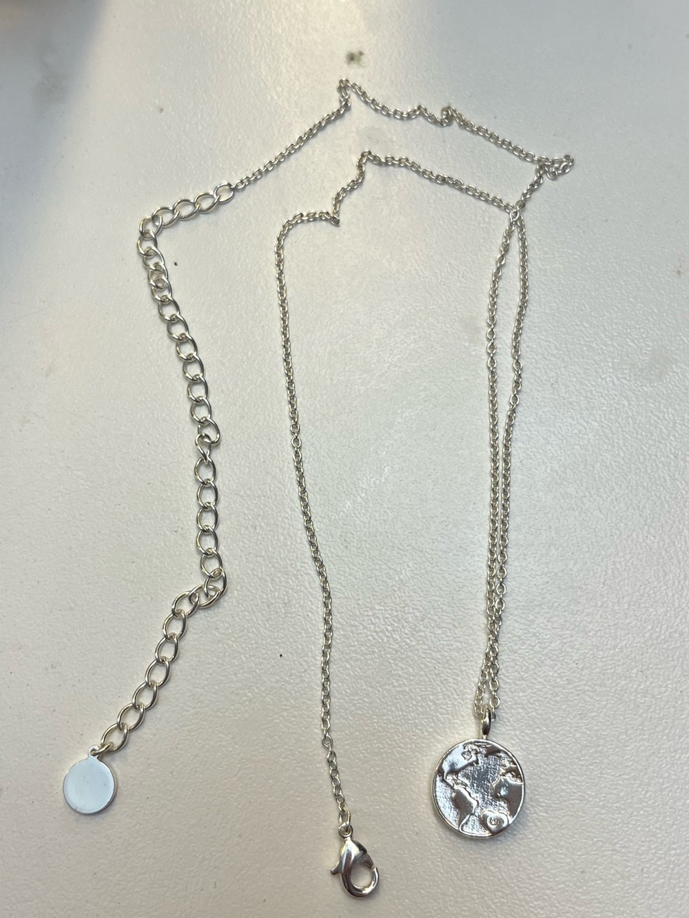 Silver Tone World Map Pendant Necklace - Women's Jewelry